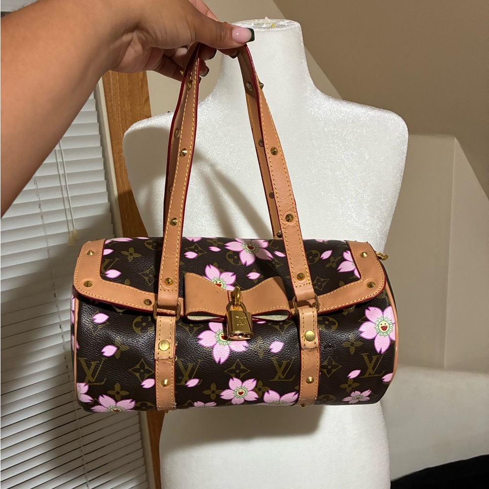 Y2K brown Shoulder Bag with Pink florals